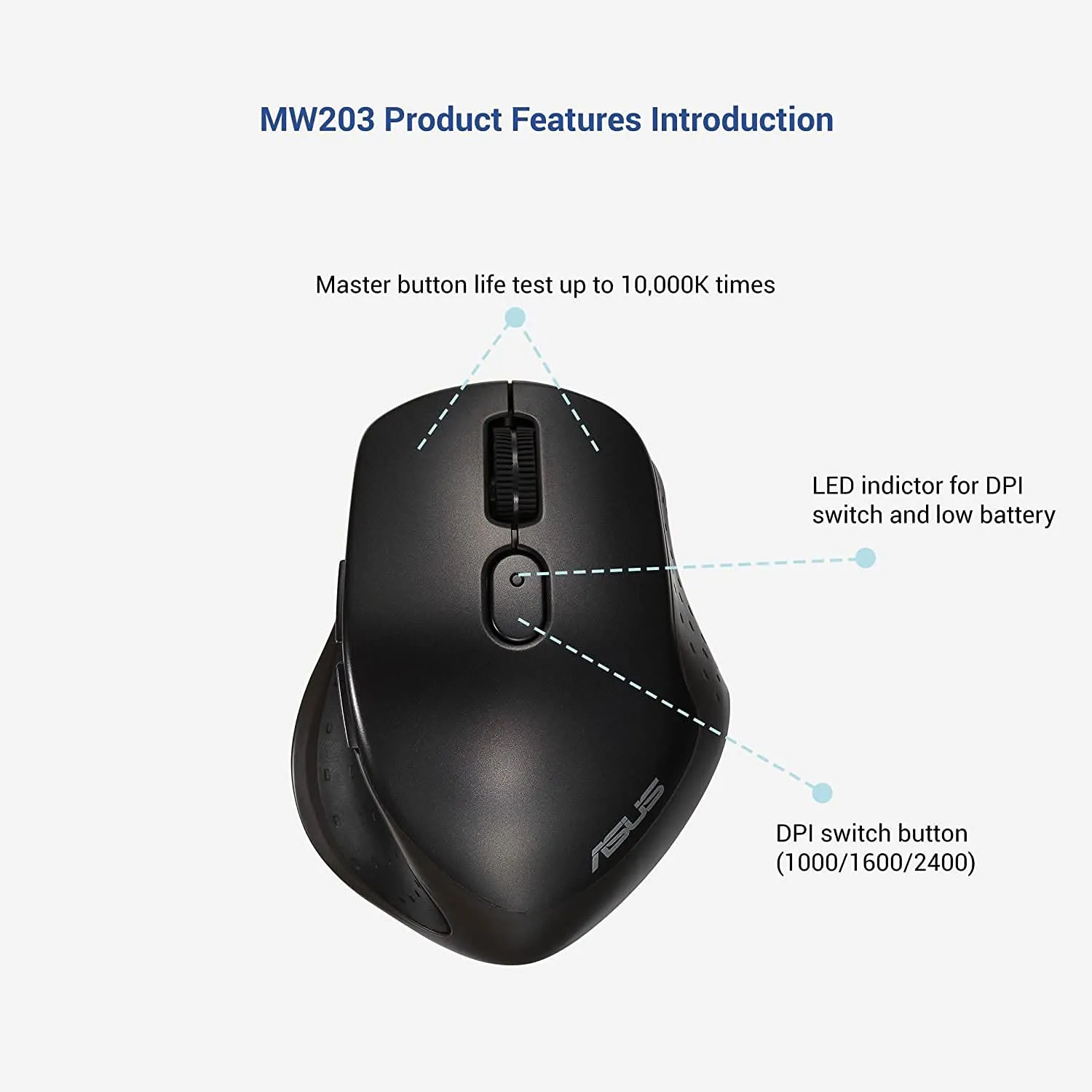 ASUS MW203 MULTI-DEVICE WIRELESS SILENT MOUSE