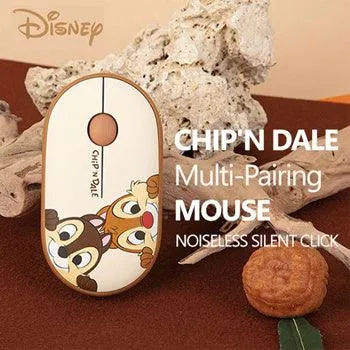 ★Authentic★Disney★Chip and Dale Multi Pairiing Wireless Silent Mouse★Noiseless Button/Sleep Mode