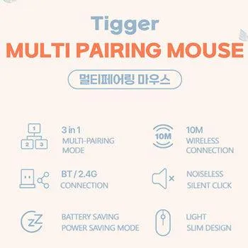 ★Authentic★Disney★Tigger Multi Pairiing Wireless Silent Mouse★Noiseless Button/ Sleep Mode