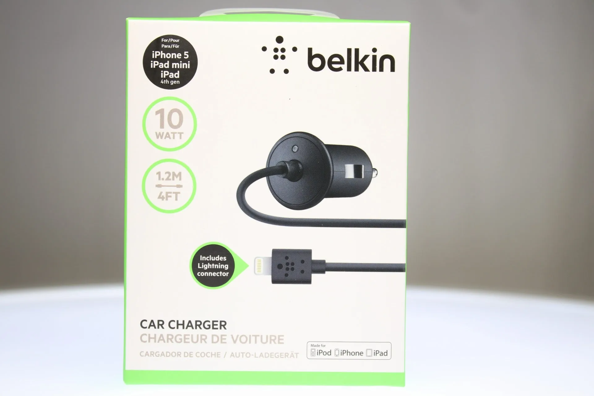 Belkin Lightning Bullet Car Charger 2.1A with 4 Foot Cable - Black