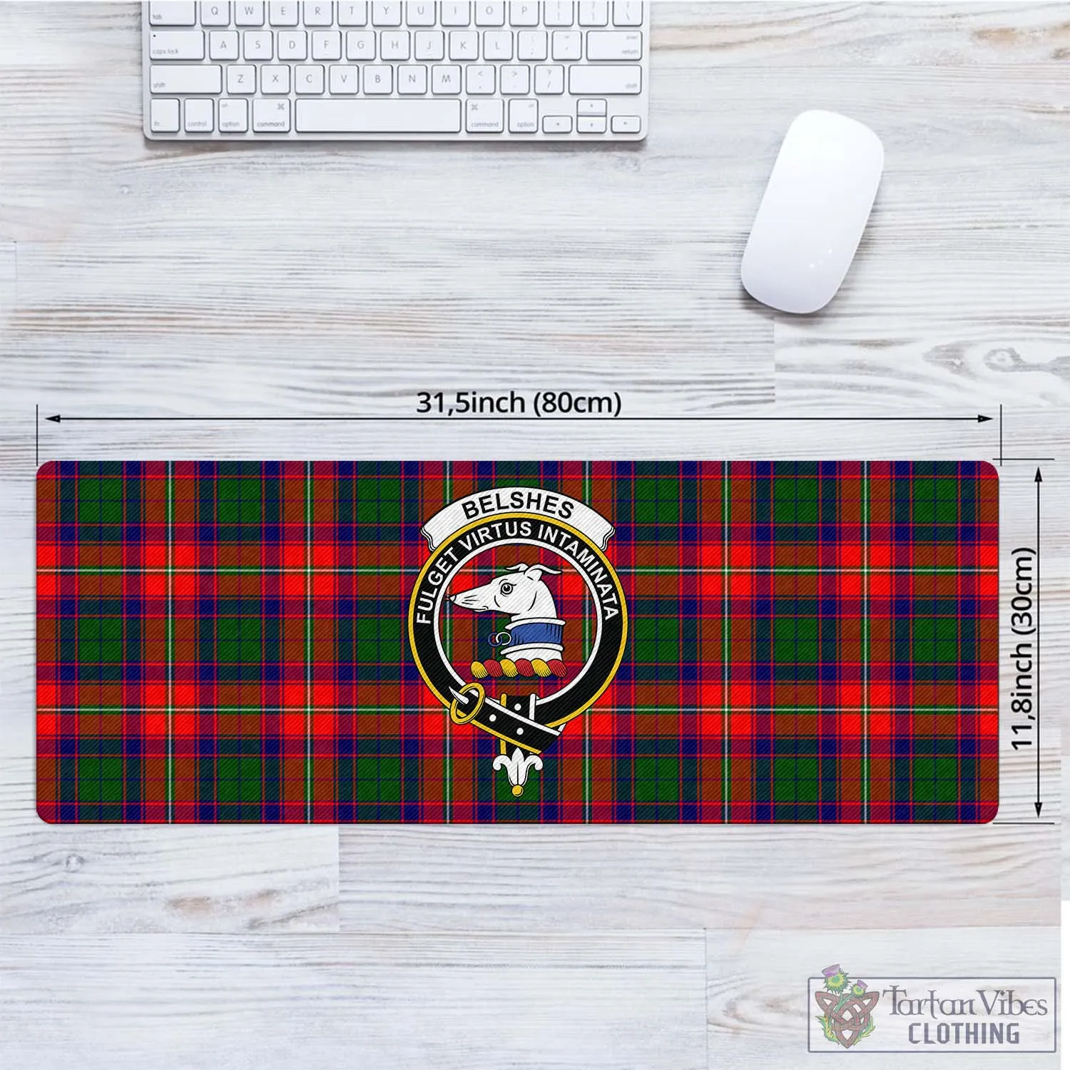 Belshes Tartan Mouse Pad with Family Crest