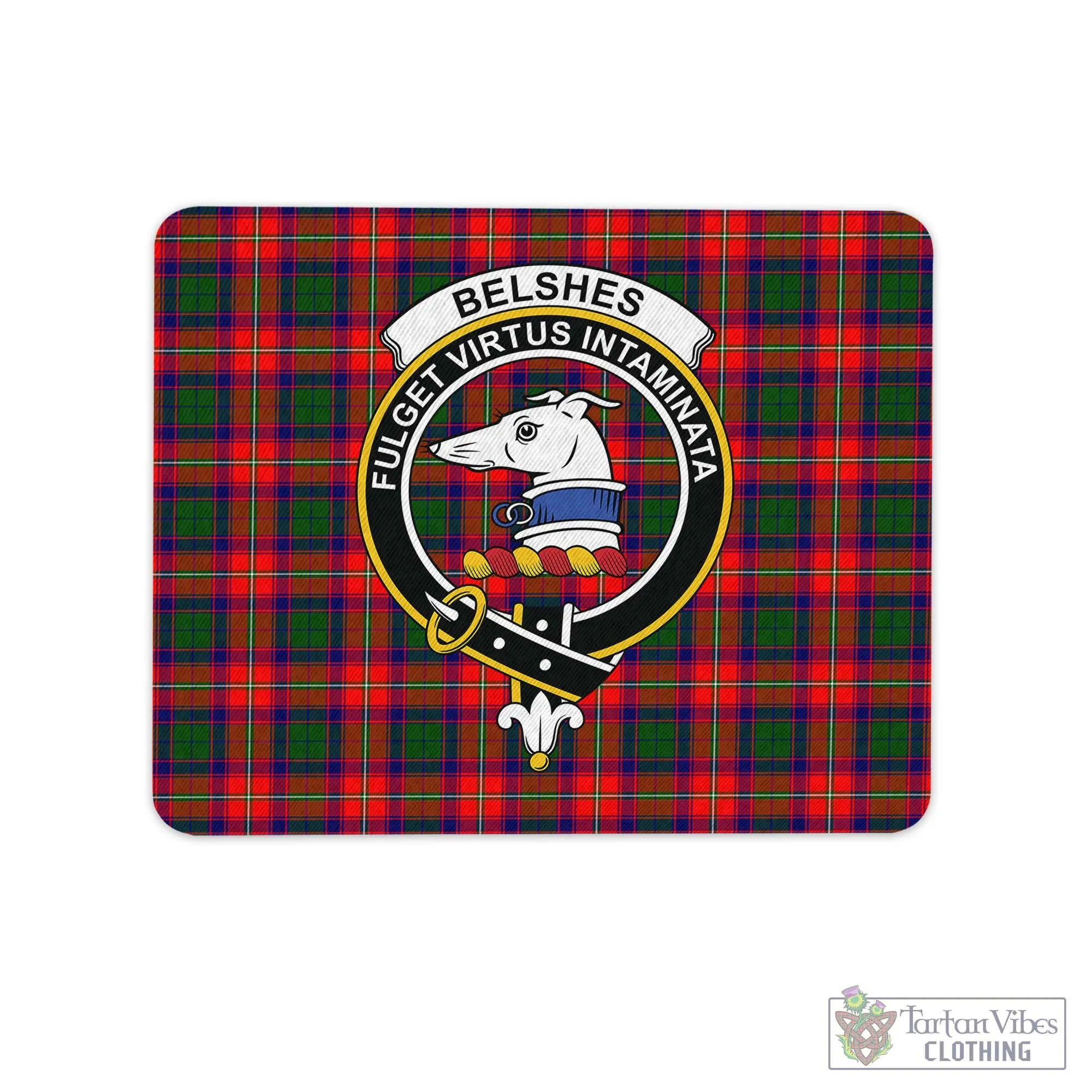 Belshes Tartan Mouse Pad with Family Crest