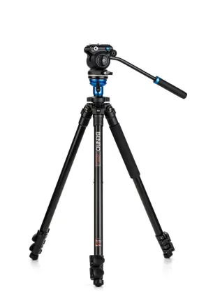 Benro A1573F Series 1 AL Video Tripod & S2PRO Head - Leveling Column, 3 Leg Sections, Flip Lock Leg Release