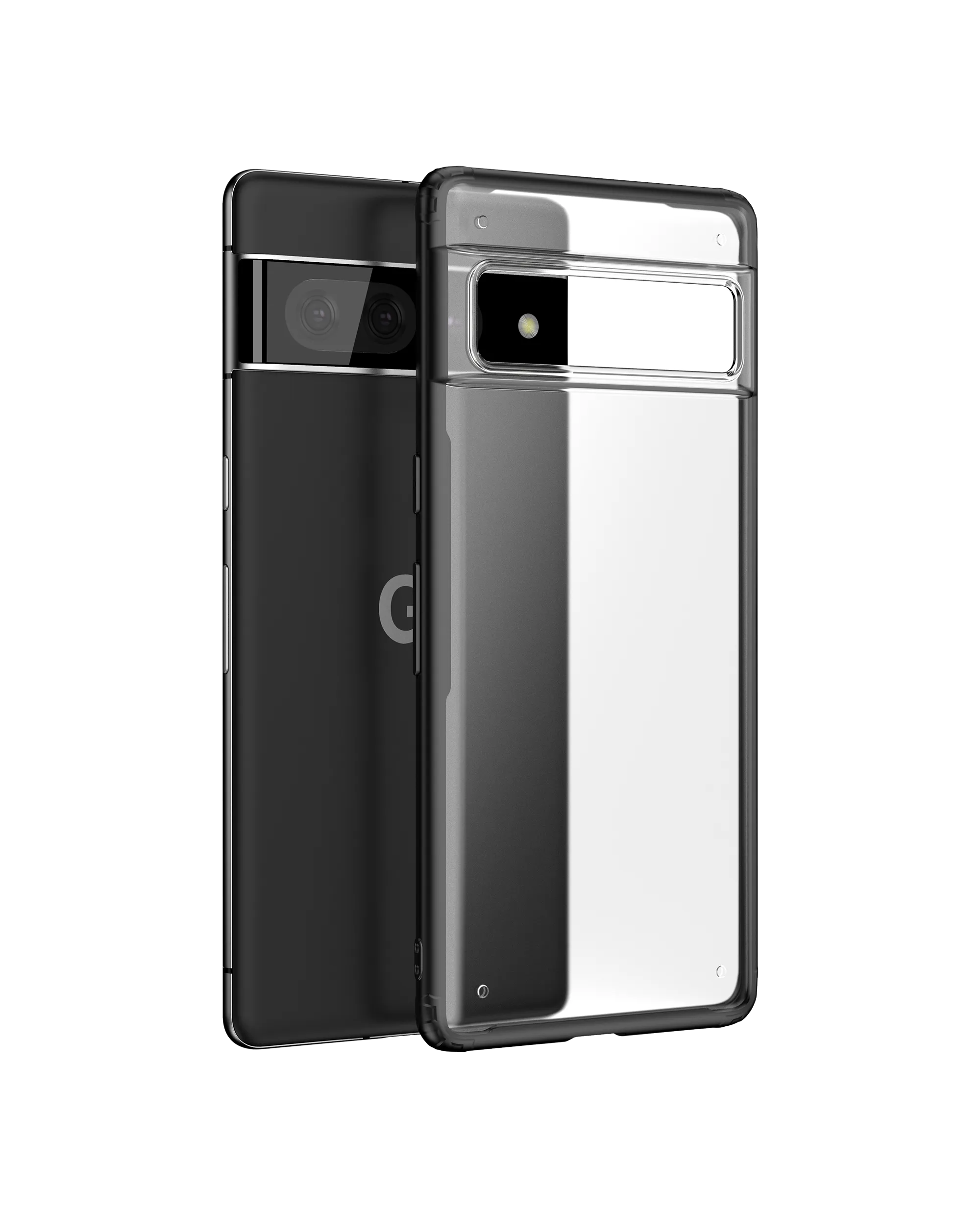 Black Frosted Clear Case Cover For Google Pixel 7 Pro