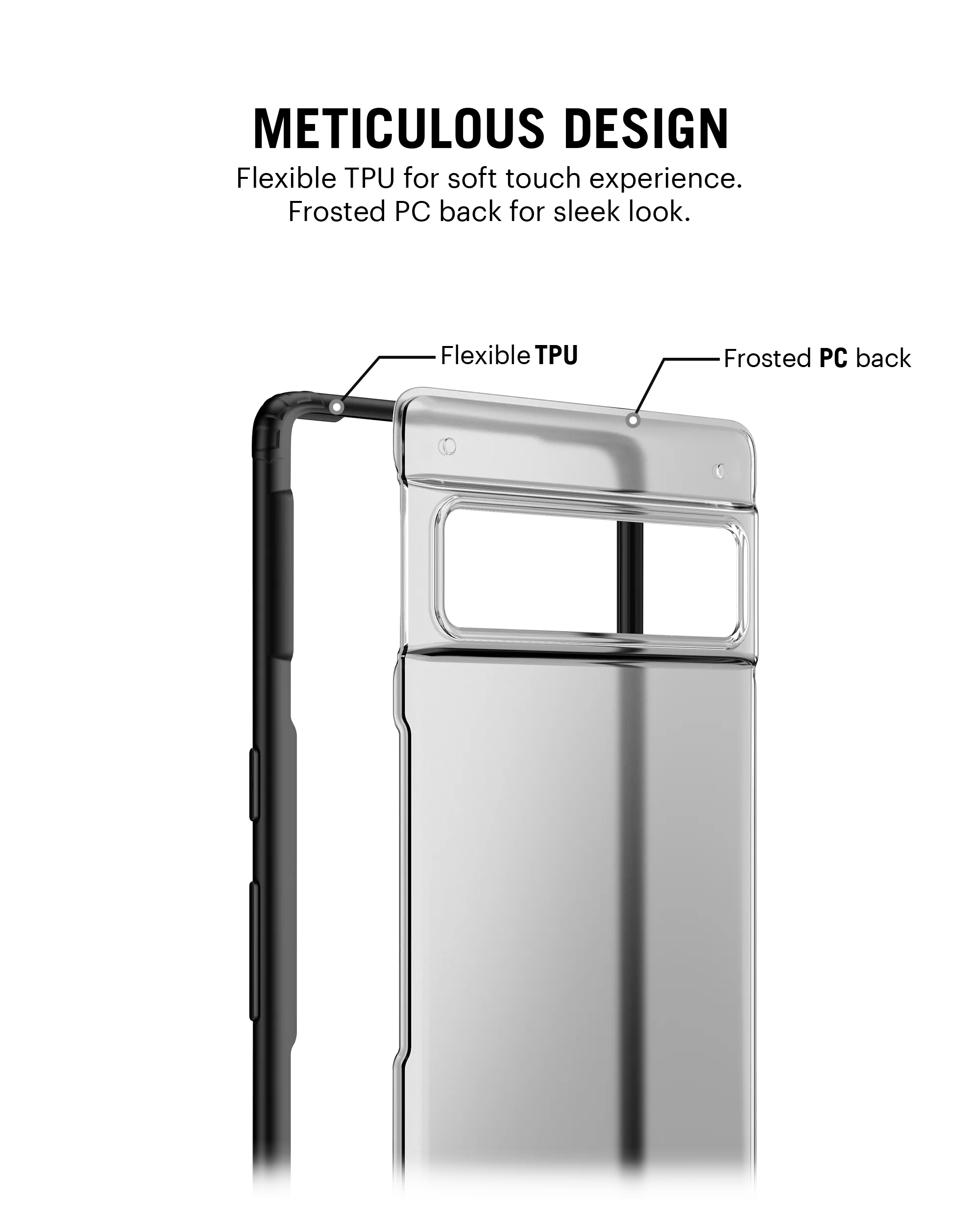 Black Frosted Clear Case Cover For Google Pixel 7 Pro