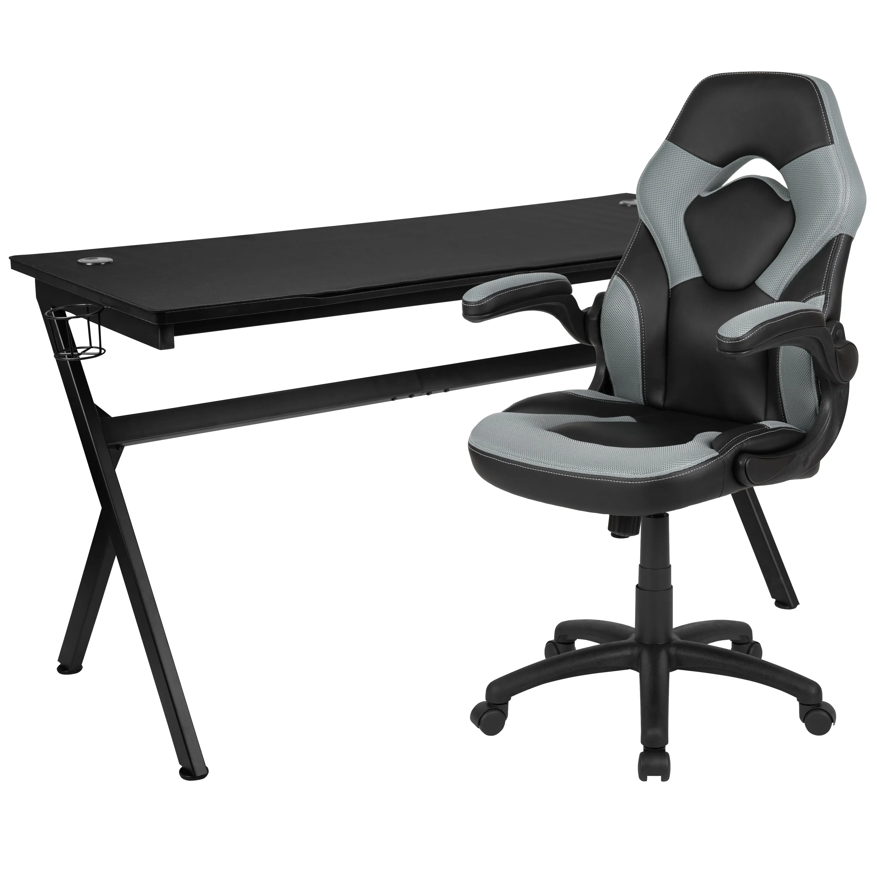 Black Gaming Desk & Chair Set BLN-X10D1904L-GY-GG