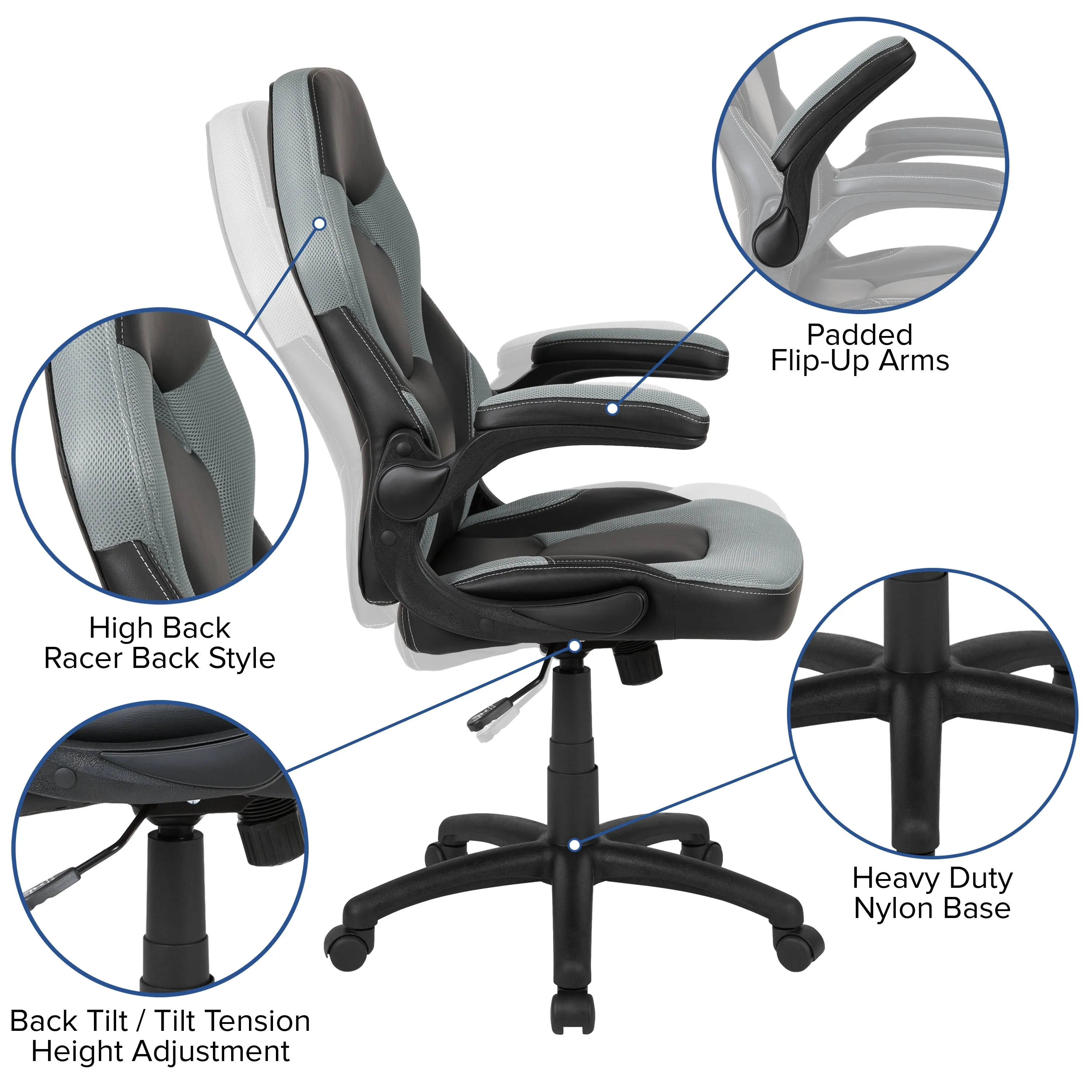 Black Gaming Desk & Chair Set BLN-X10D1904L-GY-GG