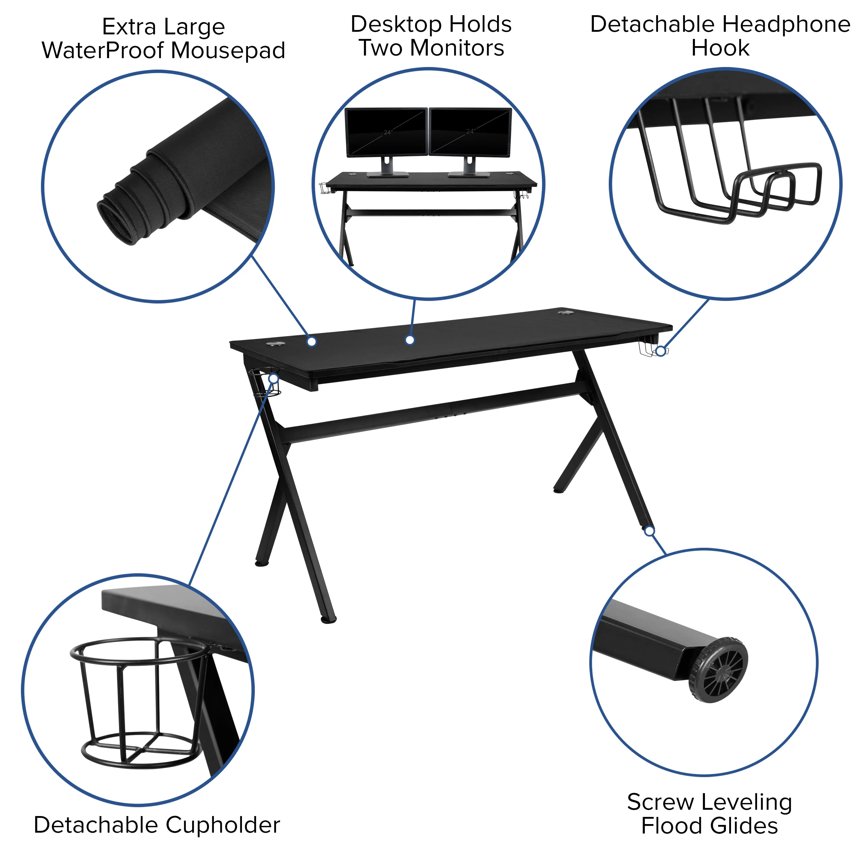 Black Gaming Desk & Chair Set BLN-X10D1904L-GY-GG