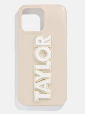 Block Font Custom iPhone Case - Beige/White