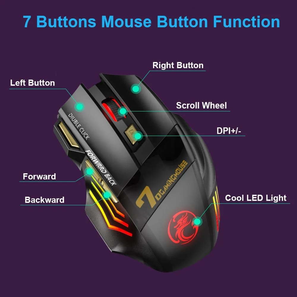 Bluetooth Wireless Silent Ergonomic Gaming Mouse