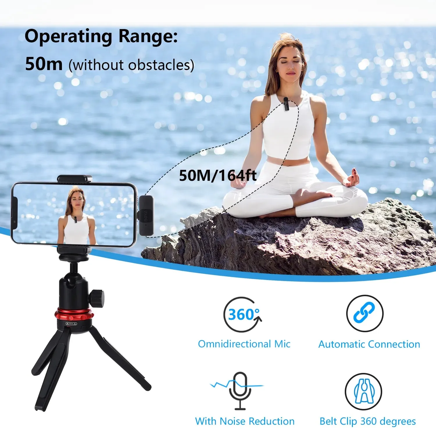 Boya Wireless Microphone | Professional BOYA BY-V Mini for iPhone iPad