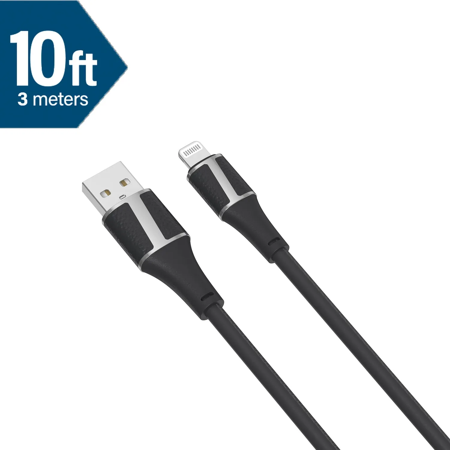 Brookstone MFI Certified Leather Tip Sync and Charge Lightning Cable