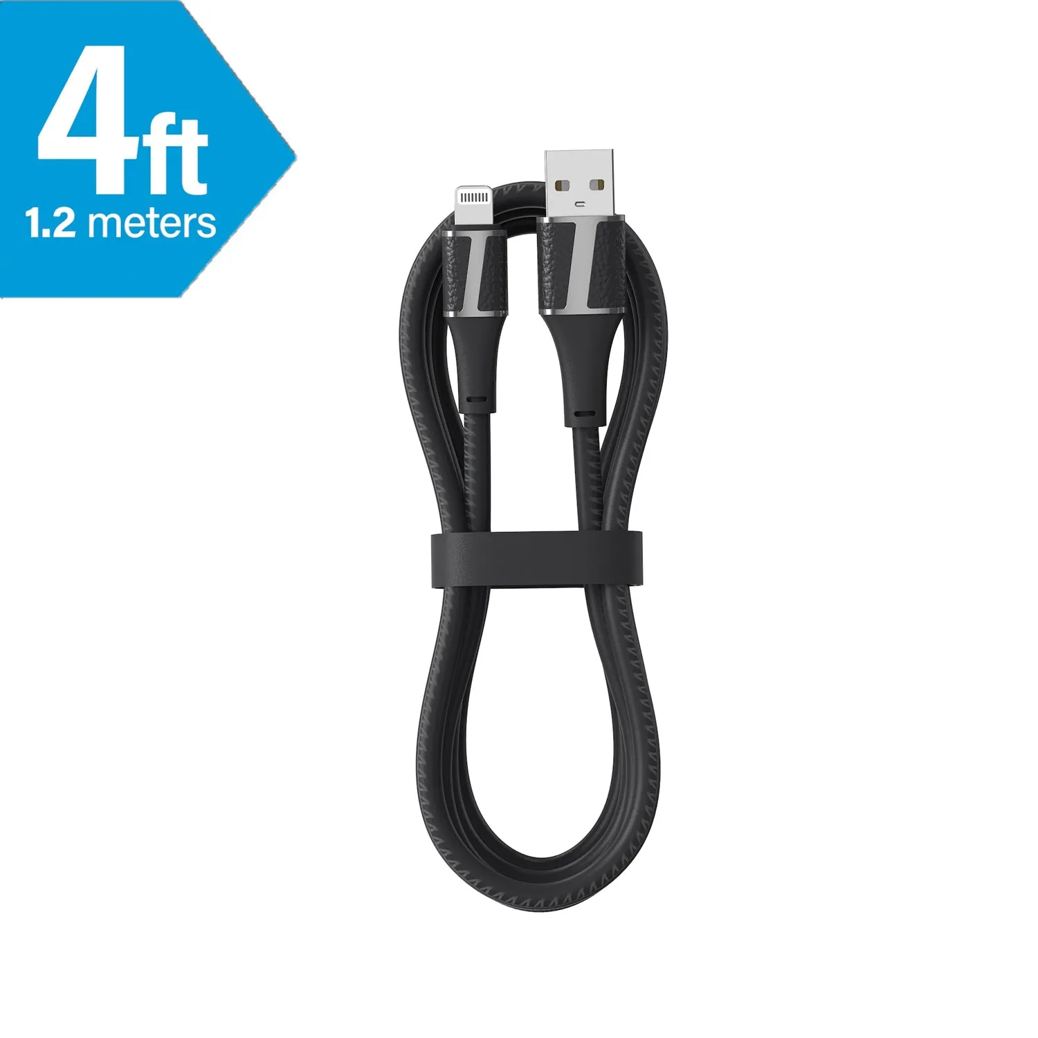 Brookstone MFI Certified Leather Tip Sync and Charge Lightning Cable