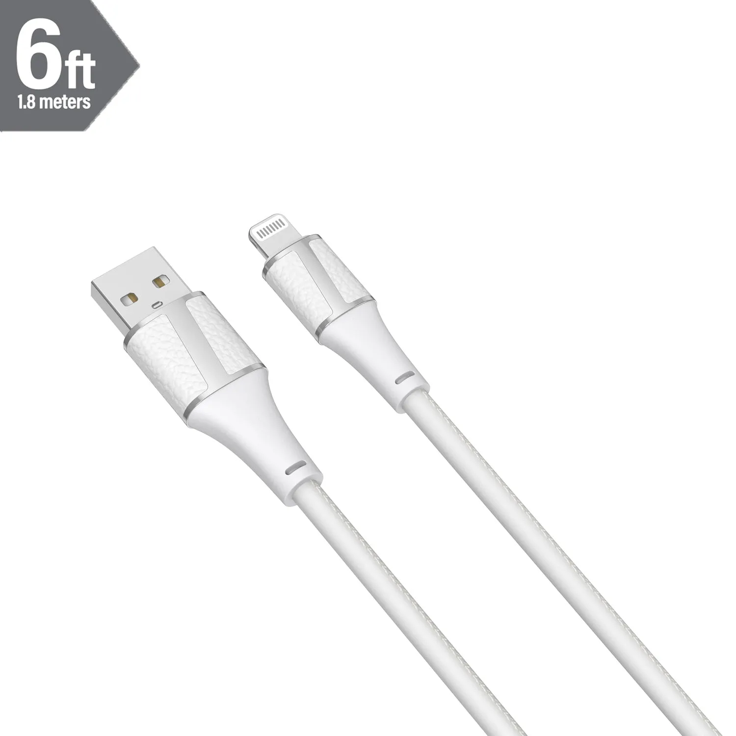 Brookstone MFI Certified Leather Tip Sync and Charge Lightning Cable