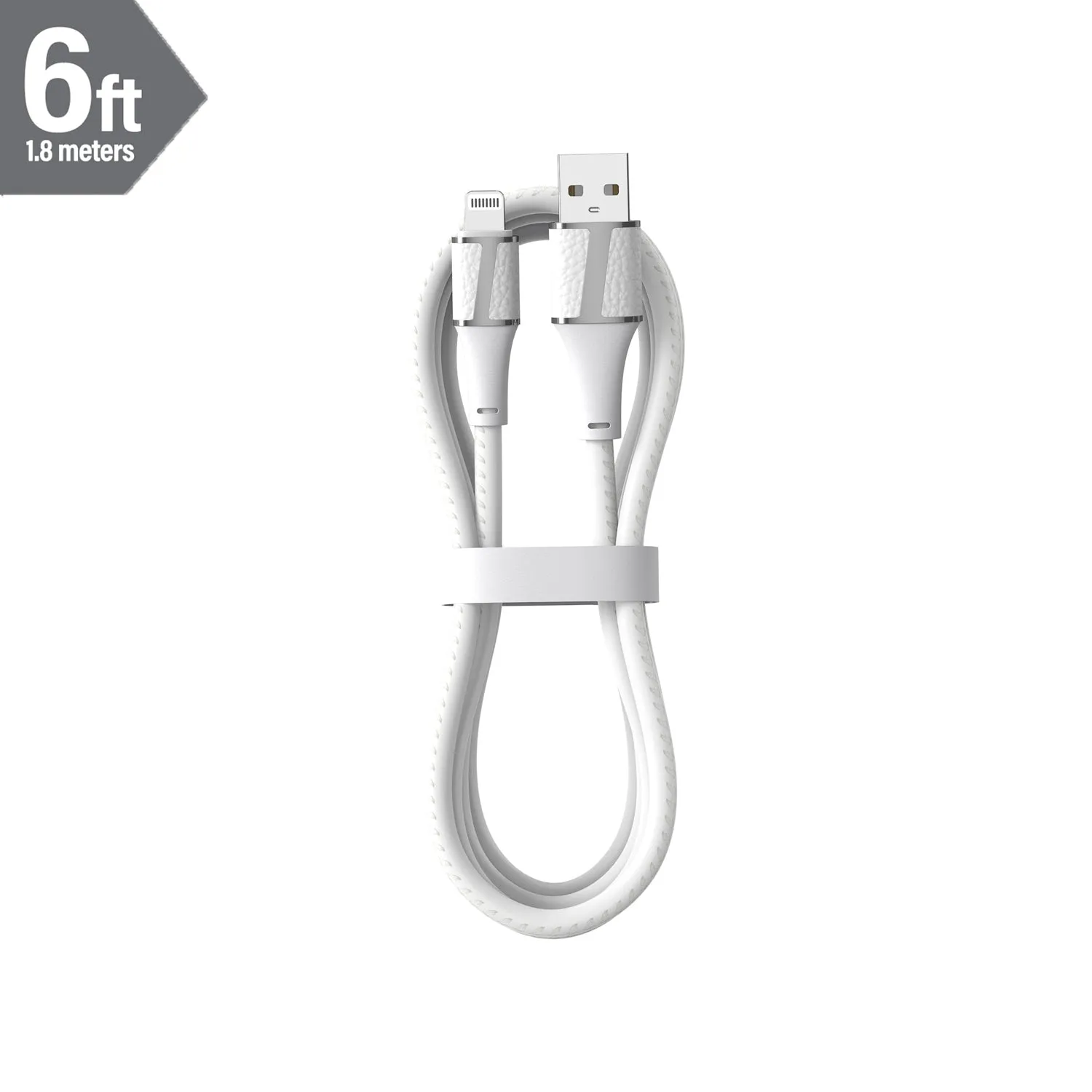 Brookstone MFI Certified Leather Tip Sync and Charge Lightning Cable