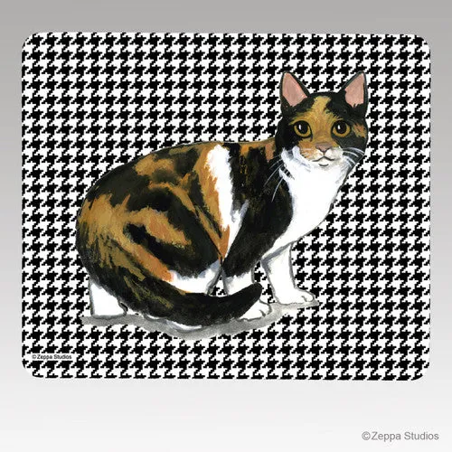 Calico Cat Houndstooth Mouse Pad