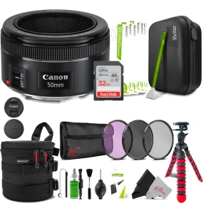 Canon EF 50mm f 1.8 STM Lens UV CPL FLD Advanced Accessory Bundle for EOS Rebel T7, T7i, T8i Camera