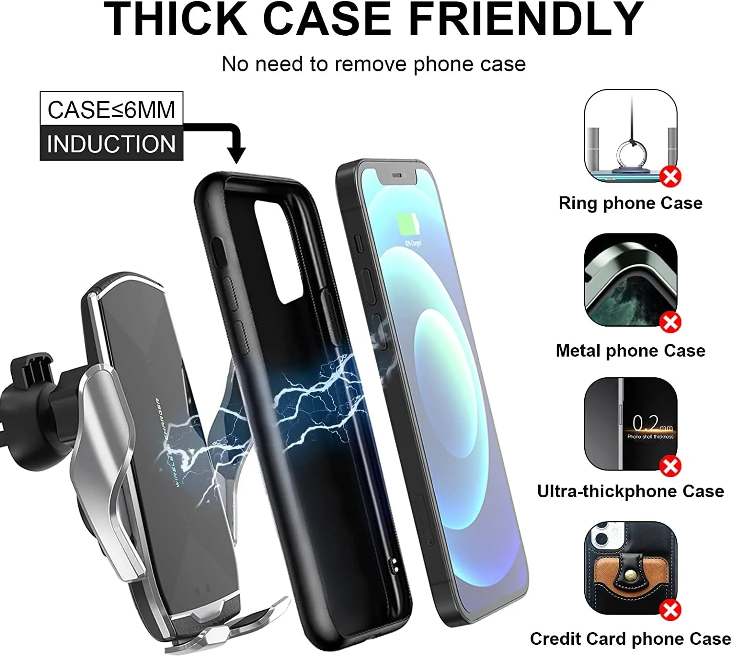 Car Phone Mount,Auto-Clamping Smart Sensor 10W Qi Fast Charging Car Front Windshield Dashboard Air Vent Phone Holder Compatible with Iphone12/12 Pro Max/Samsung S20/Note 20 All 4.7-6.7 Inch Smartphone