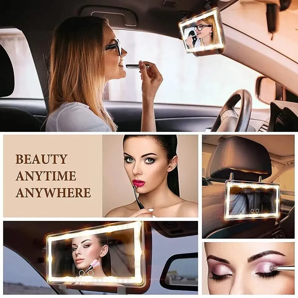 Car Rechargeable Cosmetic Mirror Visor Dimmable Light