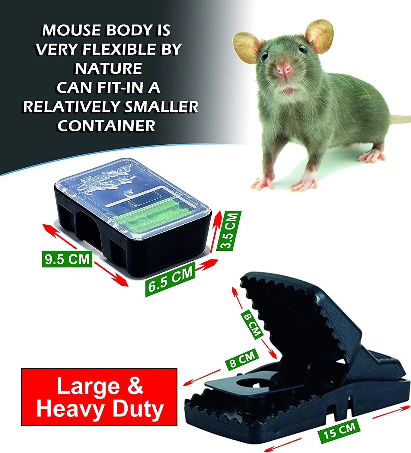 Certified Mouse Rodent Rat Poison Trap Killer-Child and Dog Resistant-Disposable 4 Pack Bait Chunks Stations with Large Heavy-Duty Reusable Rat Snap Trap Complete Pack for Rodent Free Home