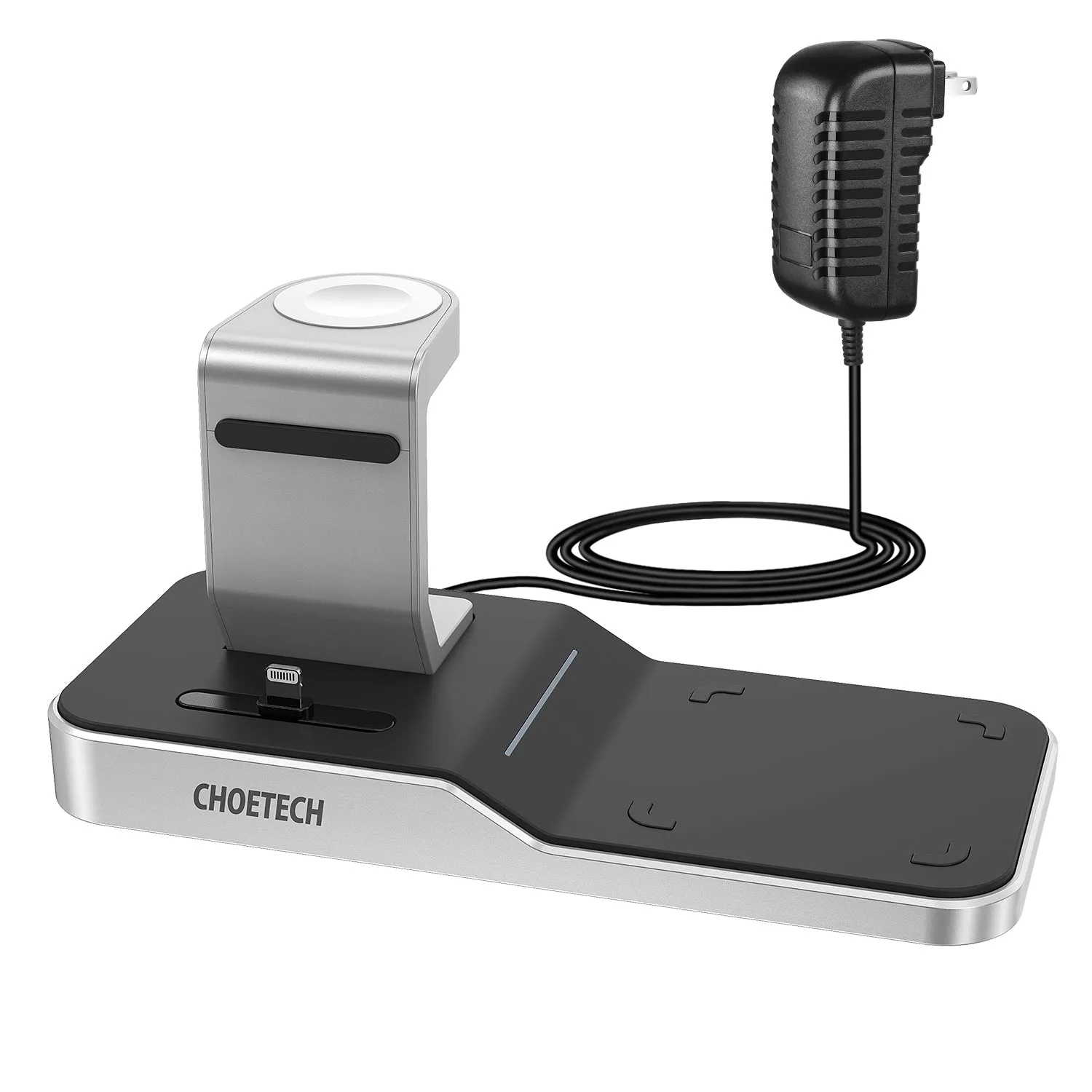 Choetech 4 in 1 MFI Wireless Charging Dock - Silver