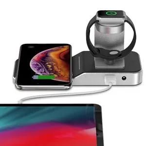 Choetech 4 in 1 MFI Wireless Charging Dock - Silver