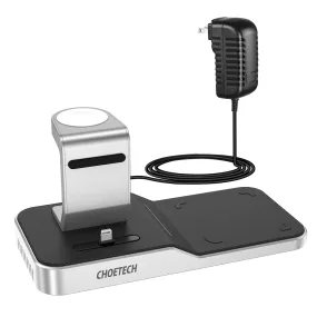 Choetech 4 in 1 MFI Wireless Charging Dock - Silver