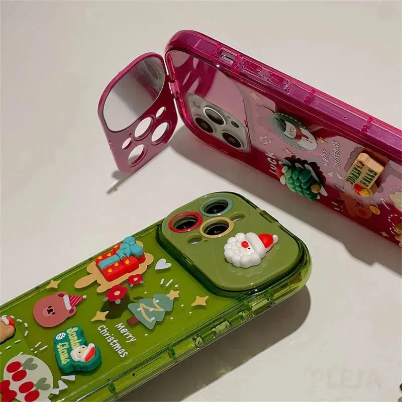 Christmas -Themed Silicone iphone Protective case with pendant girls