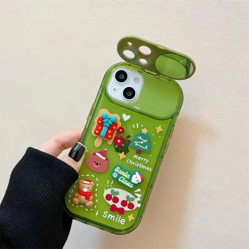 Christmas -Themed Silicone iphone Protective case with pendant girls