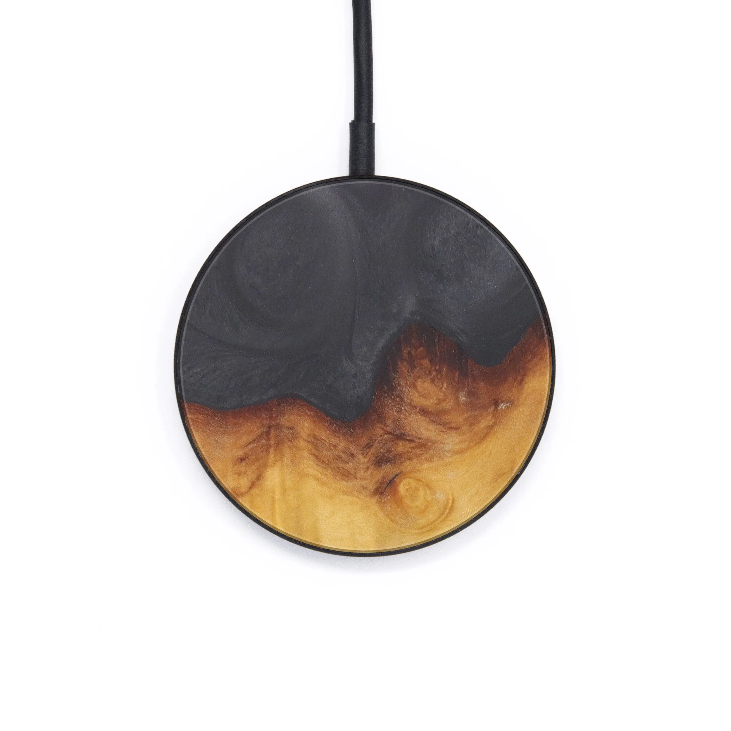 Circle Wood Resin Wireless Charger - Burt (Pure Black, 597726)