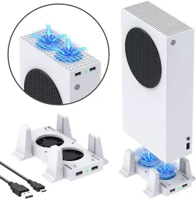 Cooling Stand Compatible with Xbox Series S, YUANHOT Dual Purpose Cooling Fan Cooler System Dock Station Accessories, 3 Level Adjustable Speed & 2 Extra USB Ports (Only Compatible with Xbox Series S)