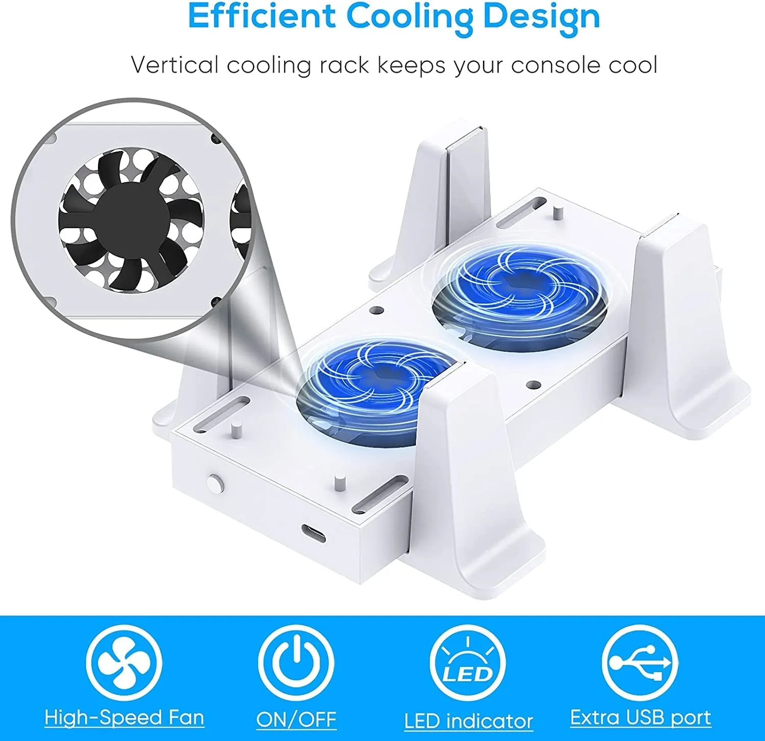 Cooling Stand Compatible with Xbox Series S, YUANHOT Dual Purpose Cooling Fan Cooler System Dock Station Accessories, 3 Level Adjustable Speed & 2 Extra USB Ports (Only Compatible with Xbox Series S)