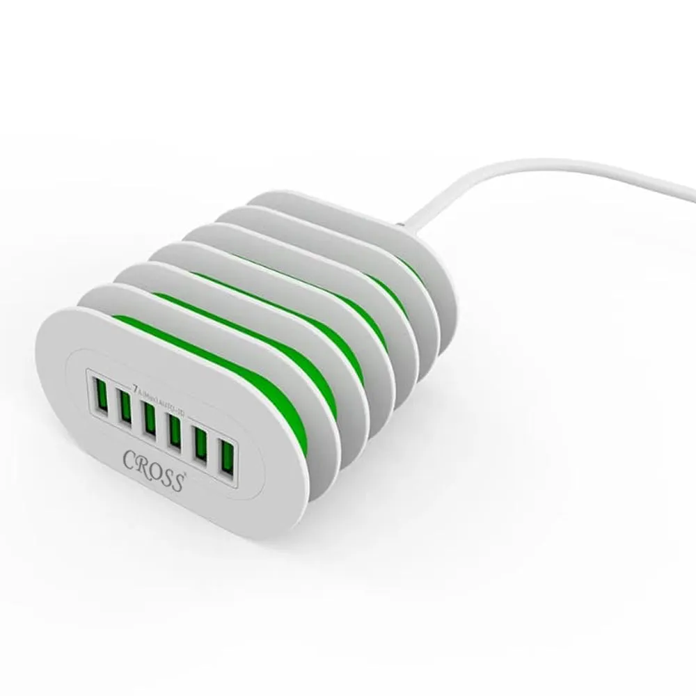 Cross 6-Port USB Charging Hub with 7A Quick Charge for Phone Tablet & Mobile Devices