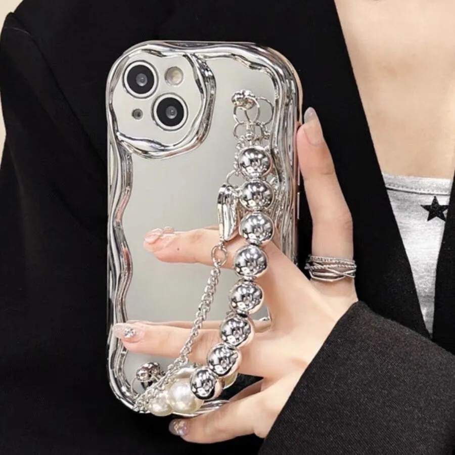 Cute Bling Electroplated   Rhinestone Gem Heart Stand   Chain Strap Protective Shockproof Phone Case iPhone X XS XR 11 12 13 14 Pro Max