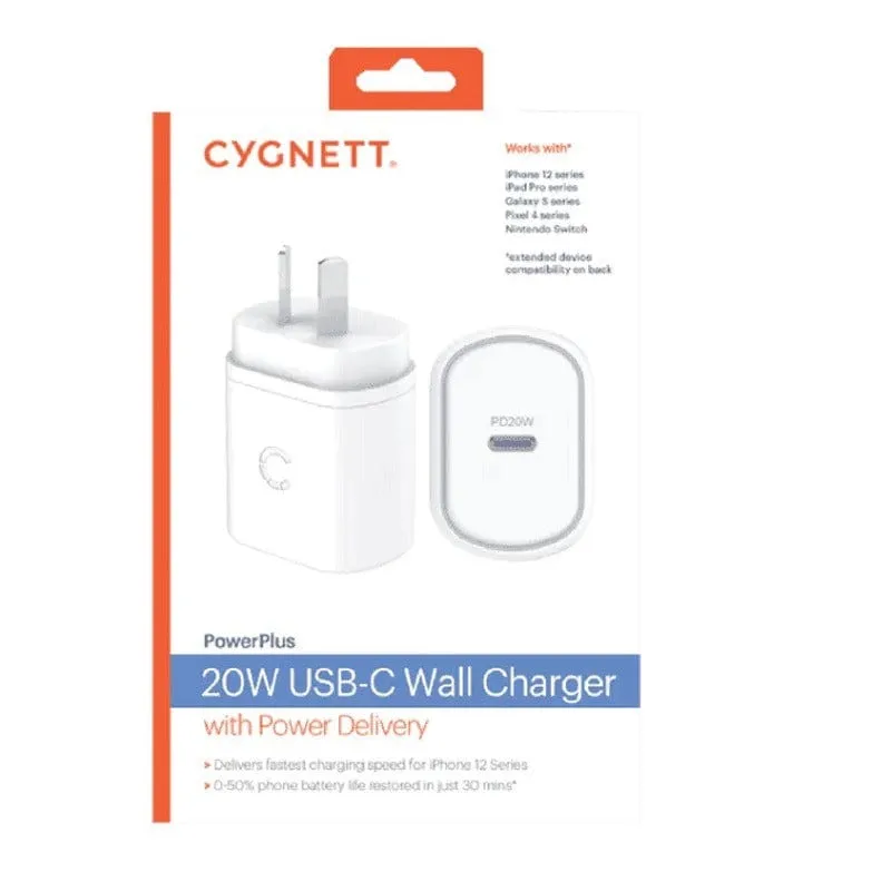 Cygnett PowerPlus 20W USB-C PD Wall Charger - White