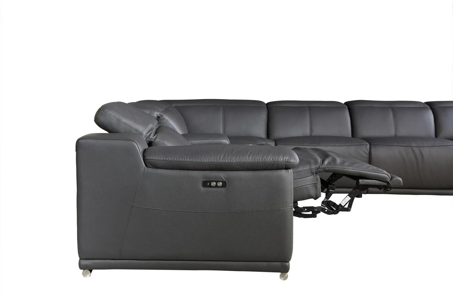 DivanItalia 9762 - Dark Grey 3-Power Reclining 6PC Sectional with 1 Console