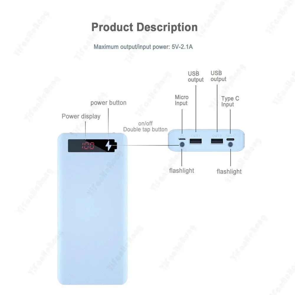 DIY 8-Cell 18650 Battery Power Bank Case with Dual USB Charging for iPhone and Xiaomi