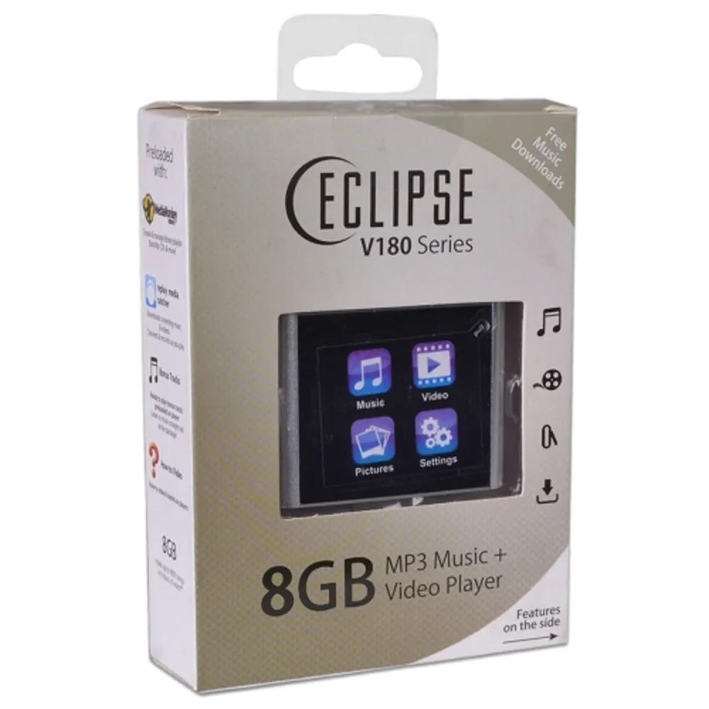 Eclipse V180 8GB MP3 USB 2.0 Digital Music/Video Player w/1.8 LCD (Silver)