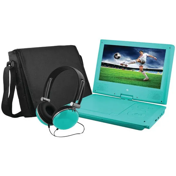 EMATIC EPD909TL 9" Portable DVD Player Bundles (Teal)