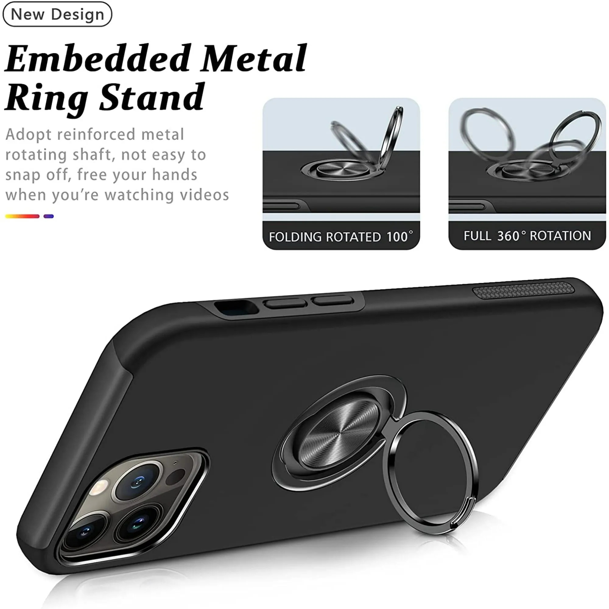 Entronix Apple iPhone 15 Pro/14 Pro Case - 360º Circular Ring Holder,