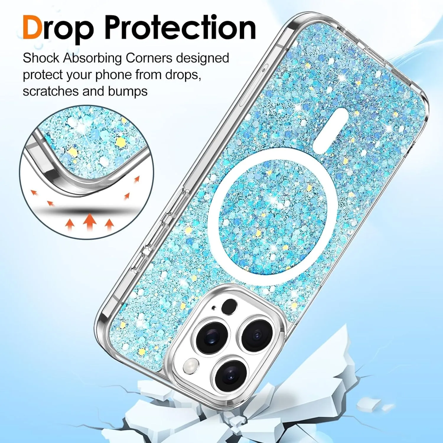 Entronix Apple iPhone 15/14/13 [Magnetic-Compatible] Case - Glitter Flakes,