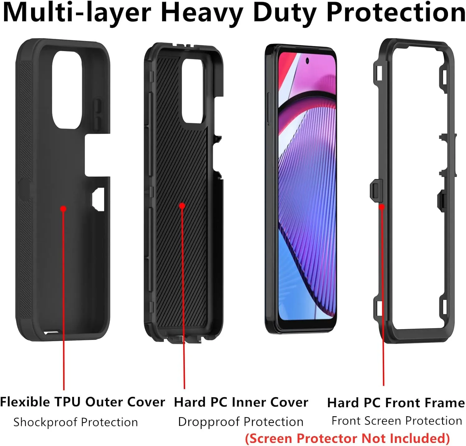 Entronix Heavy Duty Case for Google Pixel 7a, Triple-Layer & Full Protection,