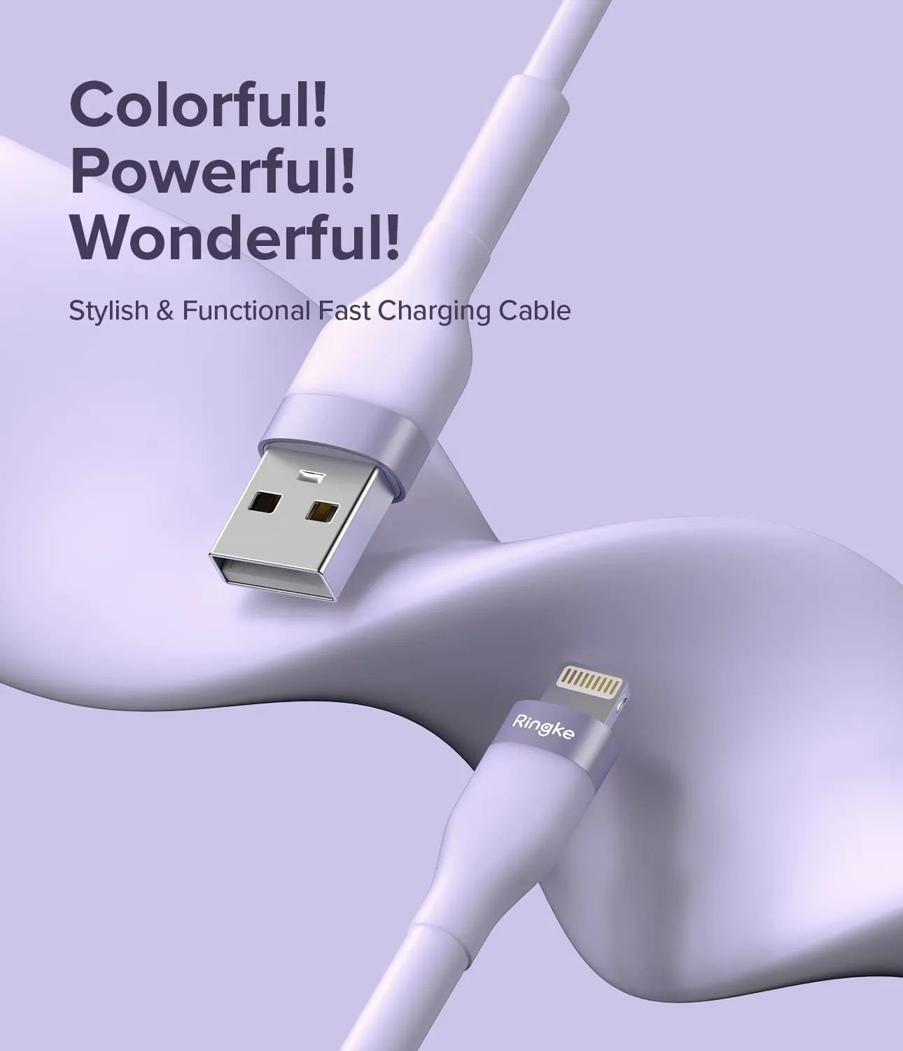 Fast Charging Pastel Cable | USB Type A to Lightning |  2m  Purple