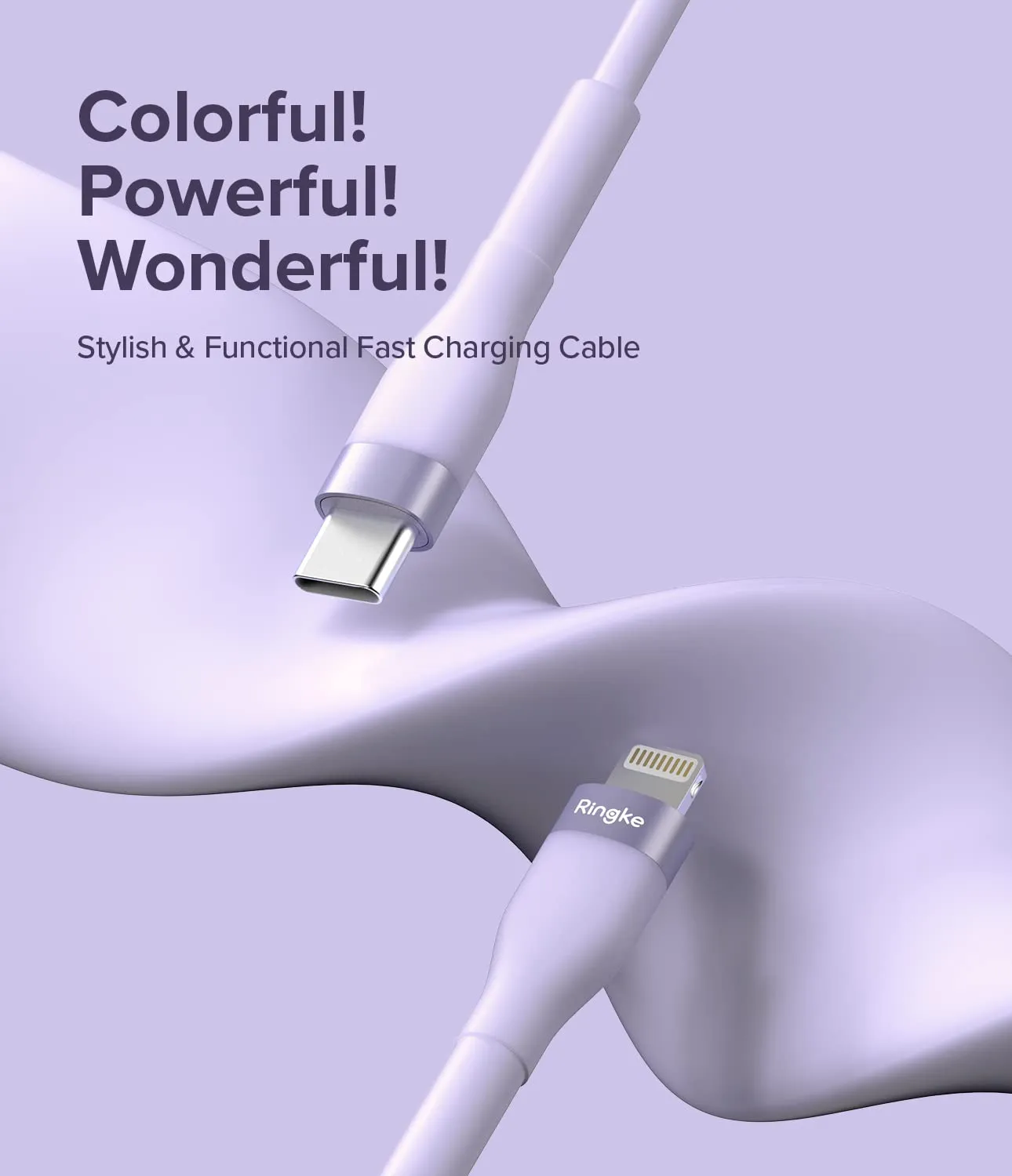 Fast Charging Pastel Cable | USB Type C to Lightning | Purple  2m