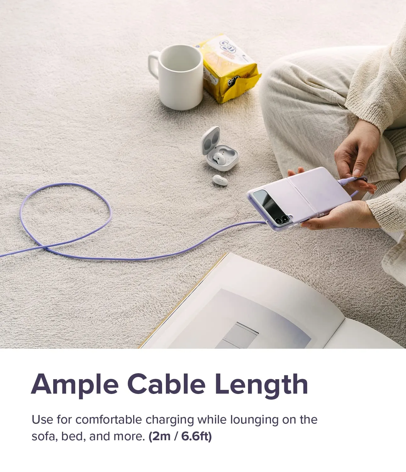 Fast Charging Pastel Cable | USB Type C to Lightning | Purple  2m