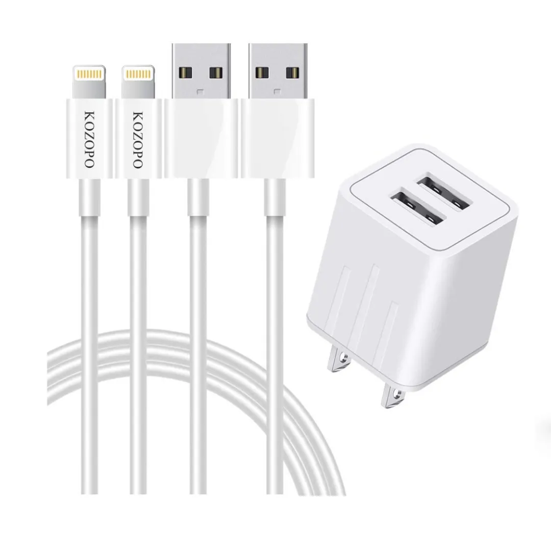 Fast Charging USB Wall Charger With 2 Lightning Cables