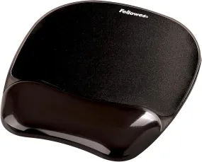 Fellowes Gel Mouse Mat with Wrist Support - Ergonomic Non-Slip Rubber Base for Laser & Optical Mice - Black