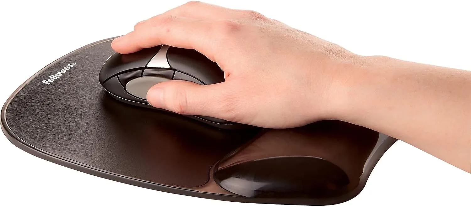 Fellowes Gel Mouse Mat with Wrist Support - Ergonomic Non-Slip Rubber Base for Laser & Optical Mice - Black