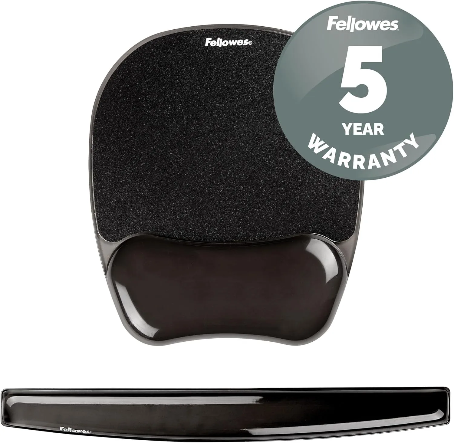 Fellowes Gel Mouse Mat with Wrist Support - Ergonomic Non-Slip Rubber Base for Laser & Optical Mice - Black