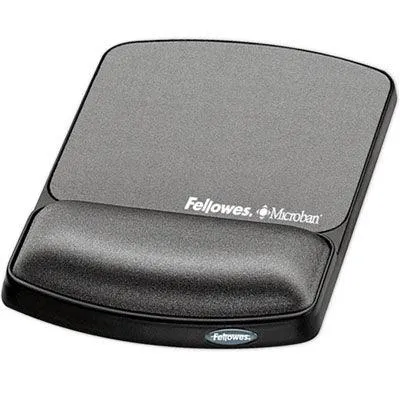 Fellowes Mouse Pad And Wrist Rest Microban Polystyrene Gel Lycra Graphite